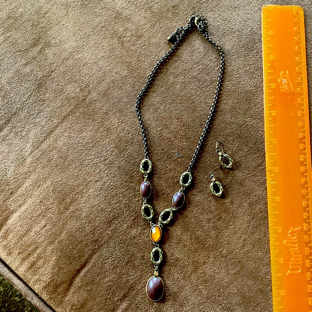 Brown necklace and earring set